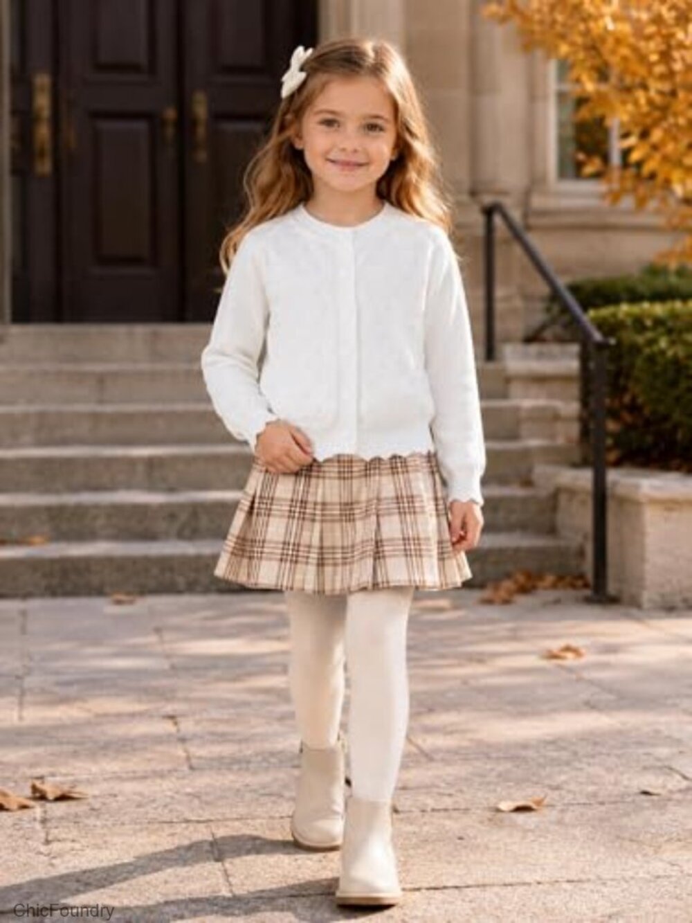 Girls Cardigan Sweater Button Down Knit Dress Cover Up Long Sleeve - Picture 3 of 7